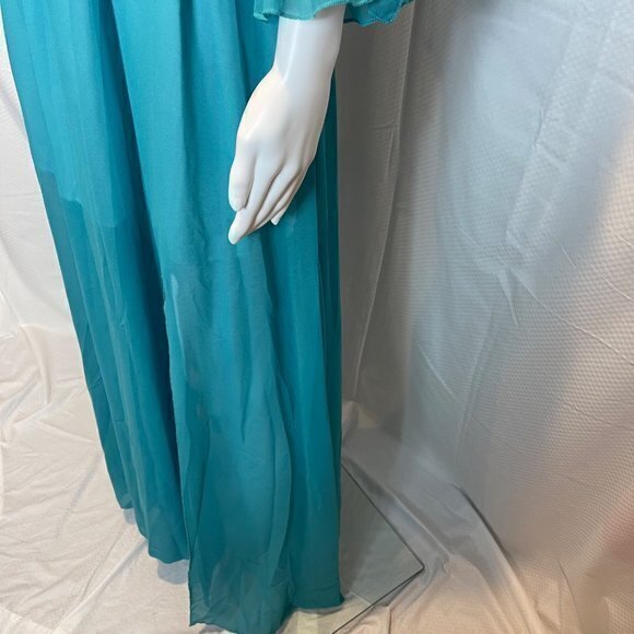 Cupshe Sexy Bohemian Off shoulder Beach Style ruffles split Turquoise Dress Sz L - Picture 11 of 11